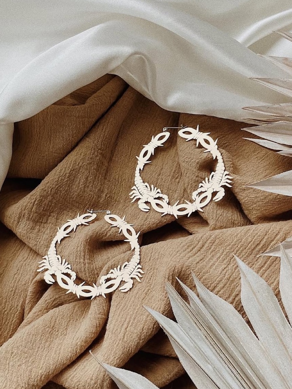 Hard Work Jewelry Silver Scorpion Barbed Wire Hoops